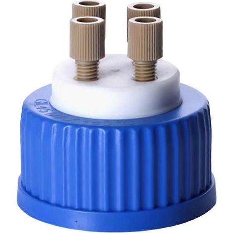 Bouchon de flacon de solvant pour phase mobile avec tête, bouchon universel GL45 pour flacon de réactif liquide, bouchon de flacon de solvant LC (1 pièce) D (1/5)