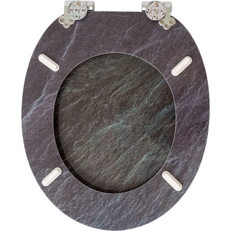 Abattant de toilette Homseat en bois MDF, fermeture douce, couvercle décoratif à fermeture amortie, installation facile, compatible avec les toilettes rondes/allongées standard (1/4)