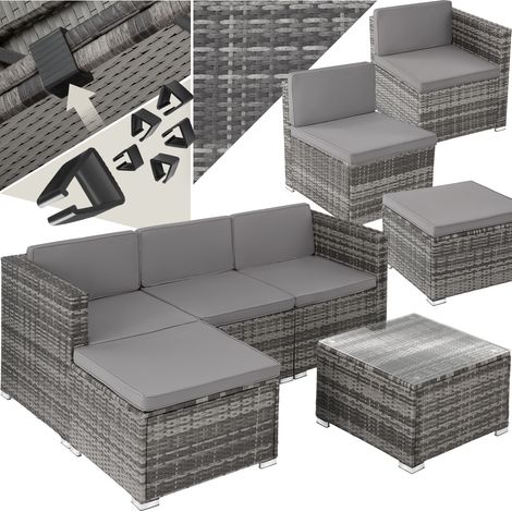 Salon en rotin pour 3 à 4 personnes gris
