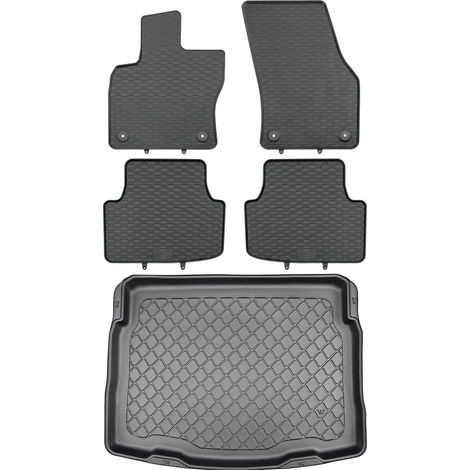 Ensemble de tapis de sol en caoutchouc pour Volkswagen Tiguan II SUV (à partir de mai 2016) + tapis de coffre