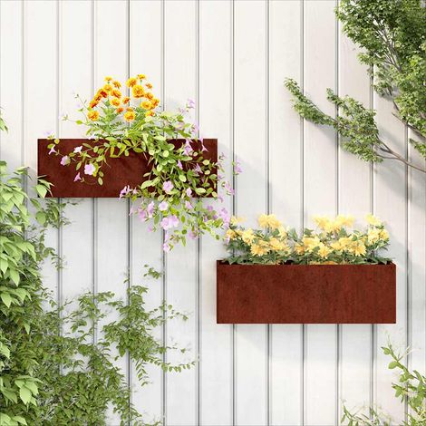 Jardinières murales 2 pcs Rouillé Acier corten 53x10x17 cm (1/5)