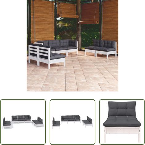 vidaXL Terrassensofa -  7-tlg. Garten-Lounge-Set mit Kissen Kiefer Massivholz (1/5)
