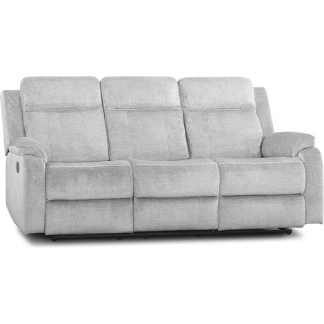 Home Heavenly® - Sofá relax 3 plazas REIMON, sofá reclinable en 2 extremos, 1 fijo central, Apertura por palanca. Color: Gris