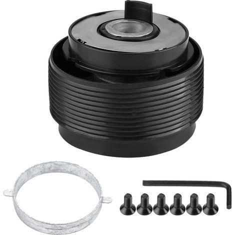 Jeffergarden Adaptateur de volant, adaptateur de moyeu noir à dégagement rapide en alliage d'aluminium et caoutchouc pour voiture (1/5)