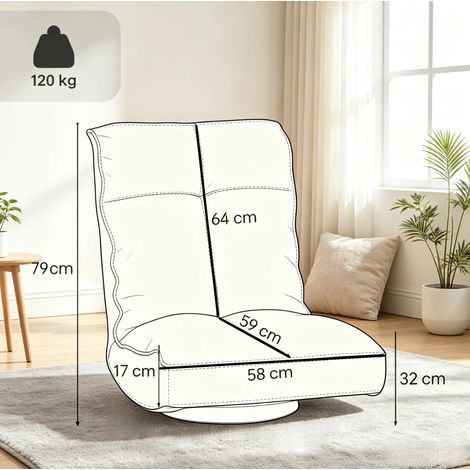 Fauteuil relax pivotant gris 58x107x79 cm - Dossier inclinable sur 5 positions - MEUBLIV (1/5)