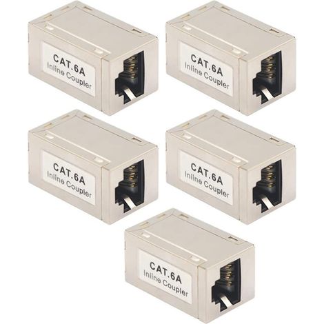 Adaptateur Rj45 Cat6a - Connecteur Lan Blindé - Extension Câble Ethernet - Compatible Cat6 Cat5e Cat5 - 5 Pièces (1/5)
