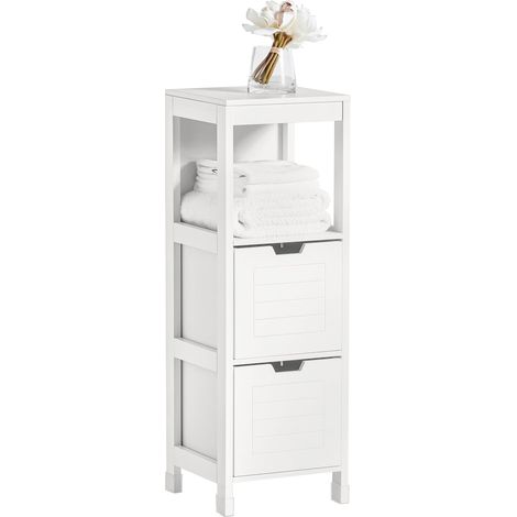 SoBuy Mobile Bagno Colonna mobiletto Bagno salvaspazio Grigio L30P30A90 cm Bianco FRG127-W (1/5)