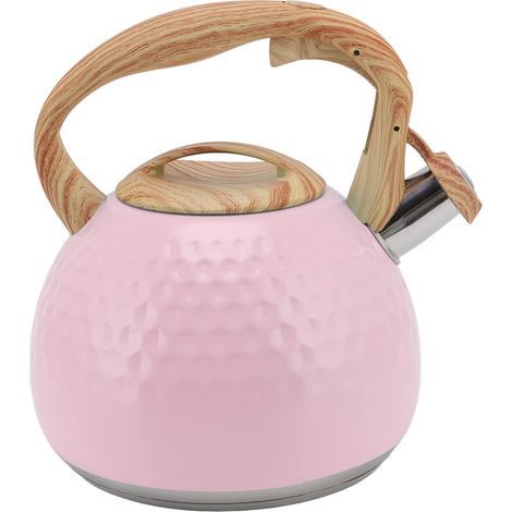 Tetera, tetera silbante de acero inoxidable de 3 litros con asa resistente al calor, hervidor moderno, estufa eléctrica, estufa de gas, (rosa) (1/5)