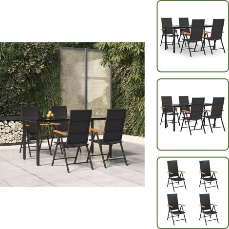 The Living Store Ensemble à manger de jardin 5 pcs Noir et marron Résine tressée - Salle à manger de jardin (1/5)