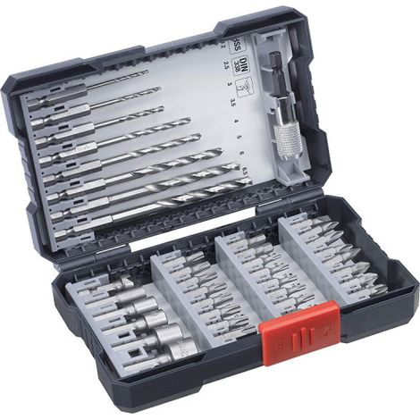 Original Einhell 39-tlg. Bit- und Bohrer-Set (8x Bohrer, 24x Bit, 5x Steckschlüsseleinsatz, 1x Senker, 1x Schnellwechselbithalter, inkl. Aufbewahrungsbox) (1/4)