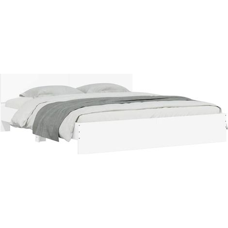 Bed Frame  White  Engineered wood, Plywood  Super King  Modern vidaXL