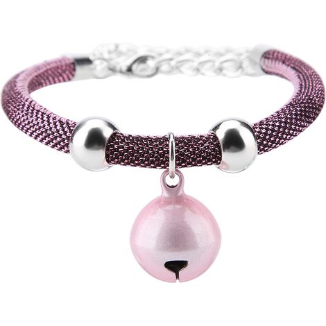 Collier pour animaux de compagnie de Style japonais, fourniture d'accessoires en Nylon, collier de cloche pour chat avec chaîne d'extension (rose) (1/5)
