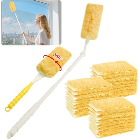32 Pièces Plumeau Poussiere Recharge Kit, 360 degrés pour Plumeau Duster avec Telescopique et Poignée, Kit de Électrostatique (1/4)