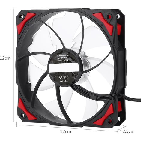 Ventilateur Boîtier 120mm LED Rouge - Ventilateur Radiateur PC 12cm 4 Pins pour Refroidissement CPU avec Pales Bioniques
