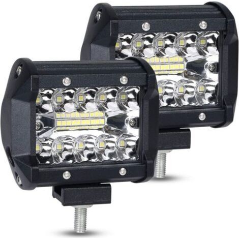 Lot de 2 barres lumineuses LED, 12 V 60 W, étanches IP68, 10,2 x 10,2 cm, pour camion, bateau, quad, SSV, SUV (1/4)