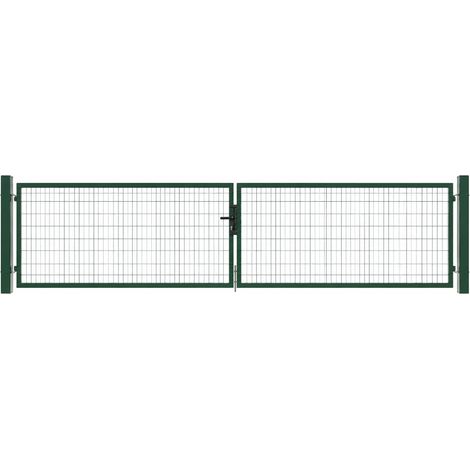 Portail battant grillagé acier ouverture réversible H 100 x L 350 cm - vert (1/5)