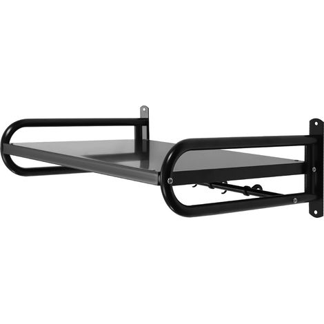 Mikrowellen-Wandregal, Rechteckig Mikrowellenhalterung Wandhalter Mikrowellenhalter mit 6 Mobile Haken Dicke Edelstahl Mikrowelle Halter bis 30kg Küchenregal 53 38 18cm (1/5)