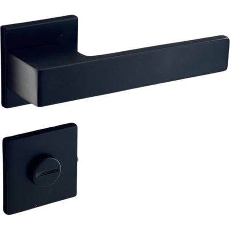 Secury-T – Poignées de porte sur rosace noir mat – Modèle Mathilda à condamnation – Aluminium et zamac – Épaisseur de porte 38 à 50mm (1/5)