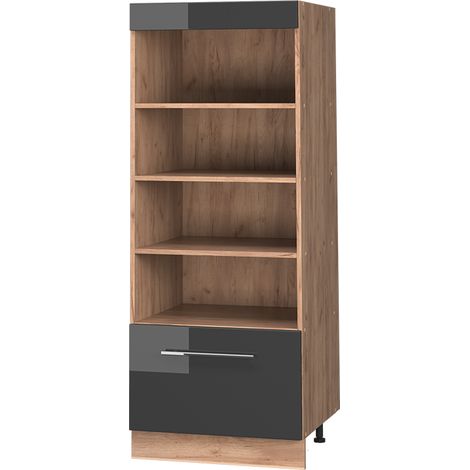 Scaffale da cucina Fame-Line, Antracite lucido/Rovere dorato, 60 cm, Vicco (1/5)