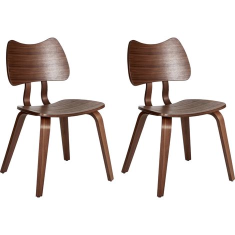 Conjunto de 2 sillas de comedor retro estructura de madera de caucho muebles de comedor cocina marrón oscuro Diana (1/5)