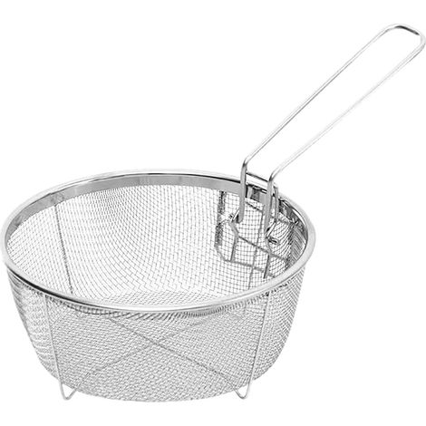 Runde Frittierkörbe, Topffrittierkörbe, Edelstahlroste für Pommes frites, Zwiebelringe und Hähnchenflügel, Frittierutensilien für die Küche (Runde Frittierstreifen: Boden 20 cm 5,5 x Öffnung 19,5 x Hö