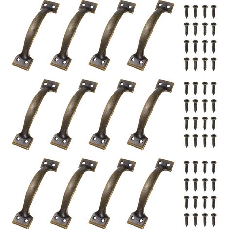 12 Poignées De Porte, 138mm/5.4-inch Poignée À Tirer Avec Vis Poignées Vintage Pour Tiroir Poignées Métalliques Courbées Pour Meuble Armoire Commode Tiroir Garde-Robe, Vert Bronze (1/5)