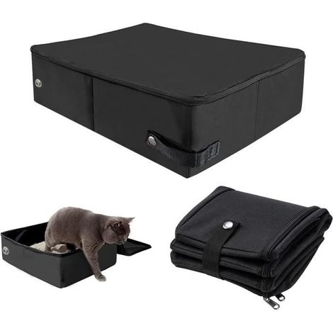 Bac à Litière pour Chat étanche Pliable, Bac à Litière pour Chat Portable, Bac à Litière de Voyage pour Chat, Noir (1/4)