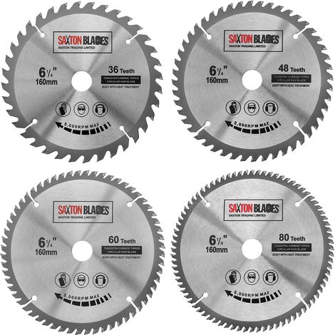 4X Saxton TCT lames de scie circulaire pour le bois 160 mm x 20 mm (16 mm bague) for Festool TS55 Bosch Makita Pack D (1/5)