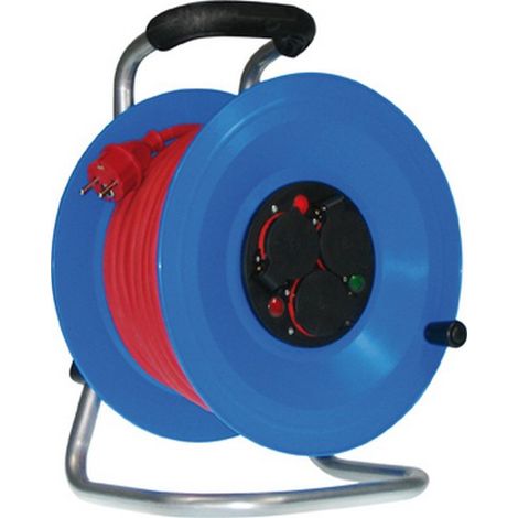 Enrollador de cable, plástico, IP 44, calidad de cable Neopreno, cable rojo, Tipo de cable : H07 RN-F 3G1,5, Largo de cable 40 m