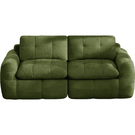 FurnitureR 2-Sitzer Modulsofa Grün aus Chenille, 194 cm breites Modulsofa mit Chenille, dichter Schaumpolsterung und verdeckten Verbindern für Wohnräume (1/5)