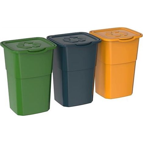 Dea Home Set 3 Pattumiere Eco 3 da 50L – Raccolta Differenziata 39 x 36 Cm H 54 Cm (1/5)