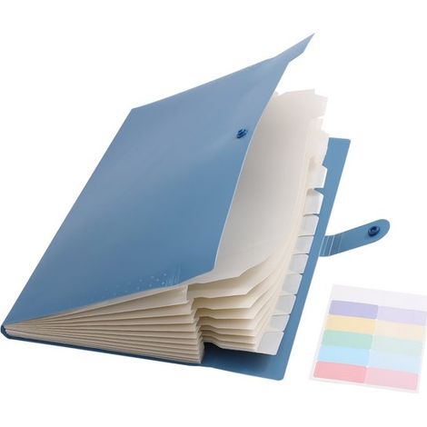 Classeur accordéon 12 compartiments – Bleu – Organiseur de documents – École et bureau (1/5)
