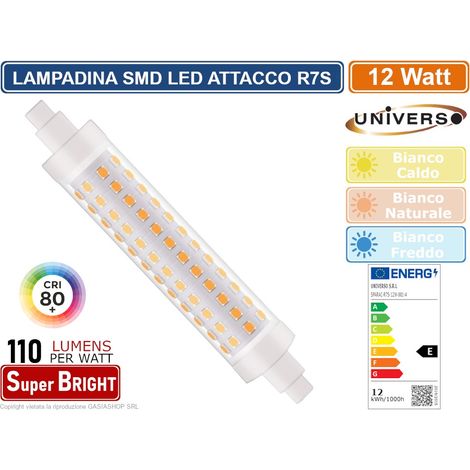 UNIVERSO SPARAC-R7S-12W-001 LAMPADINA LED R7S 12W TUBOLARE 118MM SMD 1320 LUMEN 3000K 4000K-6500K - Colore Luce:Bianco Caldo (1/2)