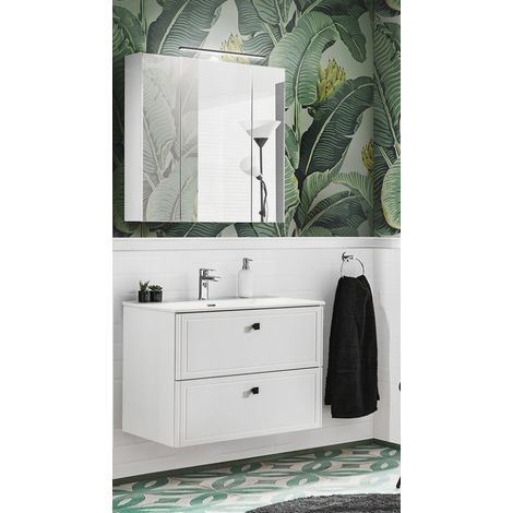 Ensemble meuble vasque + Armoire miroir - 80 cm - Cuba White - Livraison gratuite