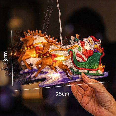 Lumières De Fenêtre De Noël - Guirlande Led Avec Ventouses - Alimentation Piles - Décoration Festive Pour Vitres - 1 Pièce (1/5)