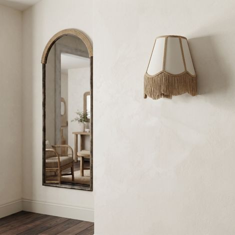 Aplique de Pared Blanco y Yute con Flecos  Serie YARA II (1/5)
