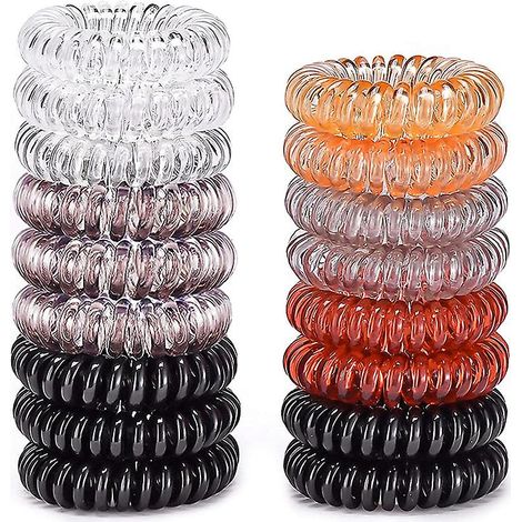Élastiques à cheveux en spirale - Lot de 17, ultra confortables, sans plis pour cheveux épais - Disponibles en 6 couleurs (1/5)