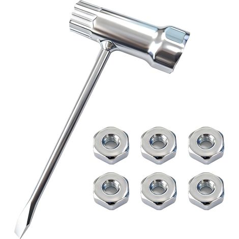 Kettensägenschlüssel, geeignet für Benzin- und Elektrokettensägen, Rasenmäher, Schlüsseldurchmesser 13 mm und 19 mm, geeignet für die Serien MS180, MS250, MS361, MS660 und MS381 (1 Schlüssel + 6 Mutte (1/5)