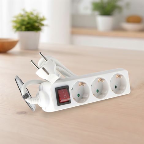 IluminaShop - Base Multiple de 3 Tomas con Interruptor (3x15mm) 15 Metros IP20 (1/2)