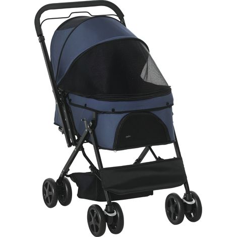 Hundewagen Hundebuggy klappbar, 1 Korb, 2 Bremsen, inkl. Sicherheitsleine, Blau