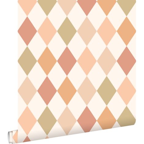 papier peint vichy rose, terracotta et vert - ESTAhome (1/5)