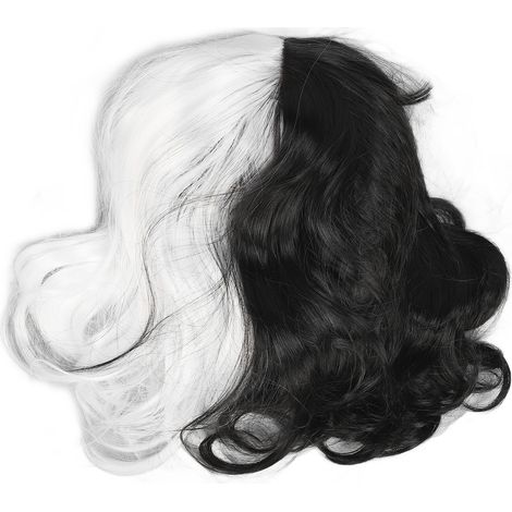 Perruque frisée courte femme noir et blanc - Accessoire de mode capillaire tendance (1/5)