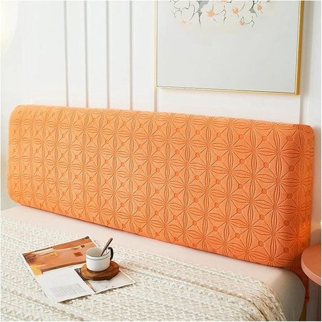 Stretch-Bettkopfteilbezug, Jacquard-Bettkopfteilbezug, staubdichter Schutzbezug, für die Schlafzimmerdekoration (Orange, Queen/55-63 Zoll) (1/5)