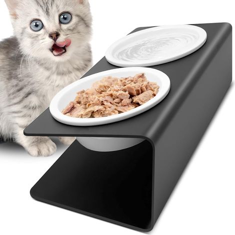Katzennapf - Katzenwassernapf - Doppelter Katzennapf - Futter- und Trinknäpfe für Katzen - 1 Set Futternäpfe - Set mit 2 erhöhten Futternäpfen für Katzen (1/5)