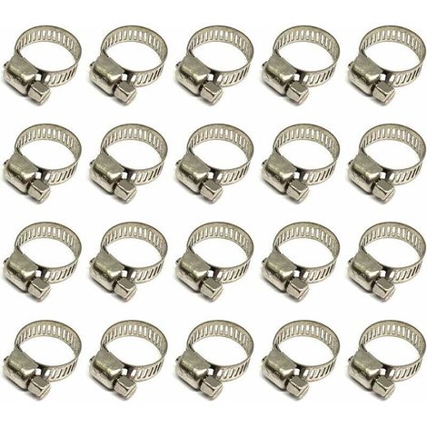 CHOYCLIT 20 Pièces Collier De Serrage Tuyau,Collier De Serrage Tuyau Réglable 8-12mm,304 Collier De Serrage Inox,Collier Serrage Métallique,Pour Tuyau,Home Gaz,Famille Tuyau D'eau,Câble,Robinet