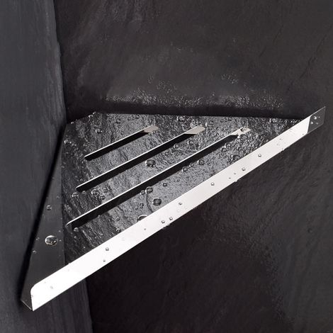 Étagère d'angle triangulaire en acier inoxydable 304, motif diamant, montage sans perçage. (1/4)