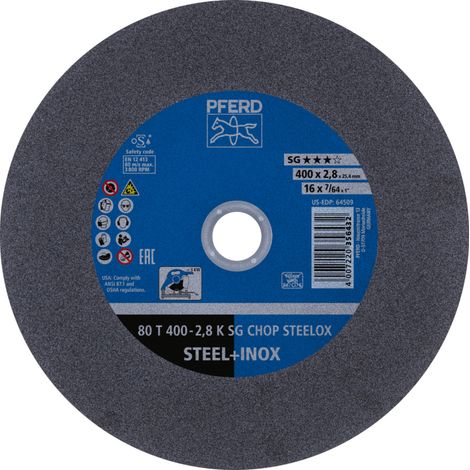 PFERD TOOLS Trennscheibe Metallkreissäge T 400x2,8x25,4 mm Leistungs-Li. SG CHOP STEELOX Stahl/Edelstahl 10 Stk