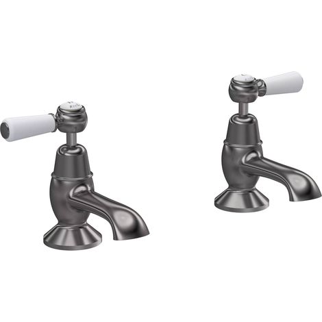 Hudson Reed Topaz Dome Lever Bath Taps Pair - Brushed Pewter (1/2)