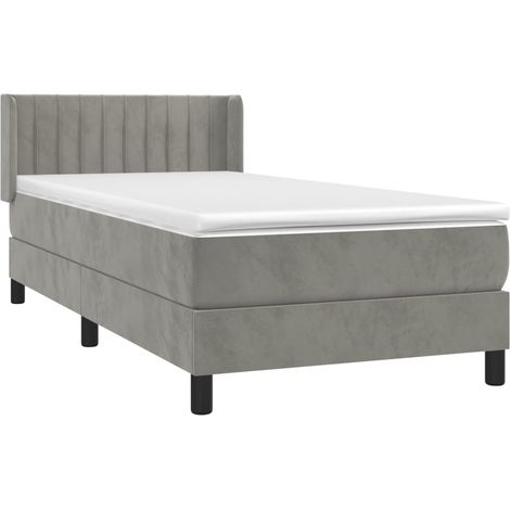 Box Spring Bed with Mattress Light Grey 80x200 cm Velvet vidaXL (1/4)