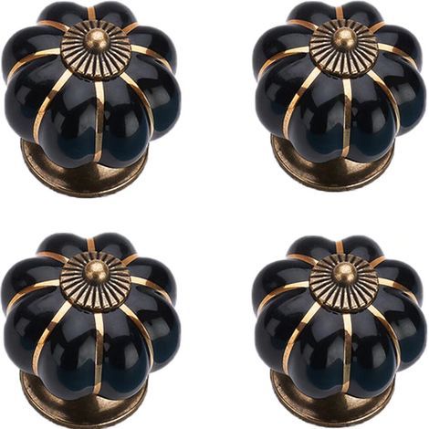 AIDUCHO Pomos de puerta de armario, tiradores de cajones de cómoda, tiradores de armarios de cocina, herrajes de cobre vintage con tornillos (negro), 4 unidades (1/4)